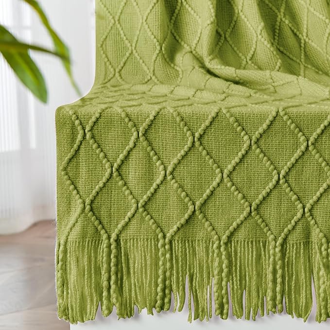 inhand Knitted Throw Blanket for Couch and Bed, Soft Living Room Home Decor Knitted Blanket with Tassel, Outdoor Lightweight Breathable Summer Blanket, Farmhouse Warm Woven Decorative, 50"x60"-Ruum Studio Home