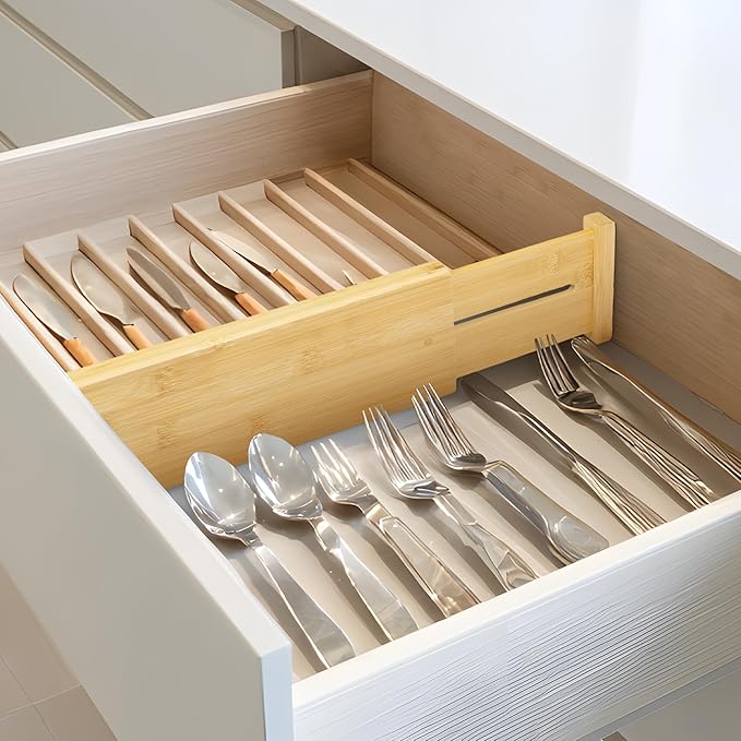 VaeFae 3 Pack Bamboo Drawer Dividers, 4" High Adjustable 11.9-17.1" Clothes Drawer Organizers, Expandable Separators for Bedroom/Bathroom/Kitchen/Office Storage-Ruum Studio Home