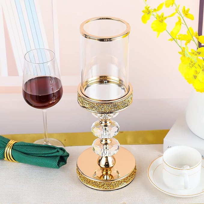 Candle Holder, Pillar Candle Holders, Crystal Candlesticks Holder for Wedding, Parties, Events, Chirstmas,Home Decor, Table Centerpieces CH028D (L)-Ruum Studio Home