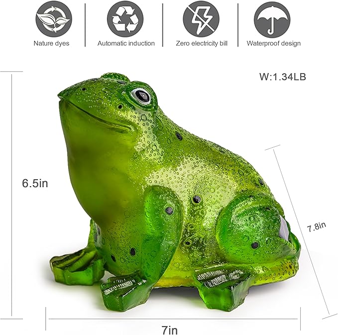 TIJNN Solar Frog Lights Deck Decorative Lighting Statue Lawn Patio Backyard Outdoor Garden Decoration Housewarming Gift-Ruum Studio Home