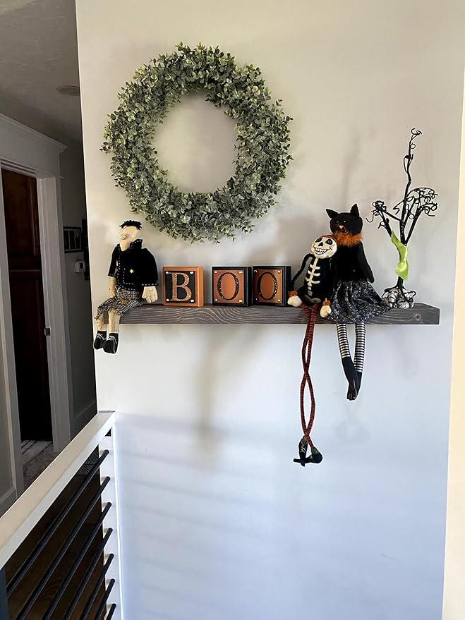 joelsantiques 36 Inch Wooden Floating Shelves for Wall - 36x6x2 in - Made of Natural Wood - Long Heavy Duty Rustic Wall Shelves for Bedroom - Perfect for Living Room, Kitchen - Grey - Gray-Ruum Studio Home