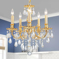 French K9 Crystal Maria Theresa Chandeliers, Luxury Vintage Pendant Light Fixture for Dining Room, Living Room, D17.7*H25~72 inch (Adjustable), Clear Crystal & Brass Finish Frame-Ruum Studio Home