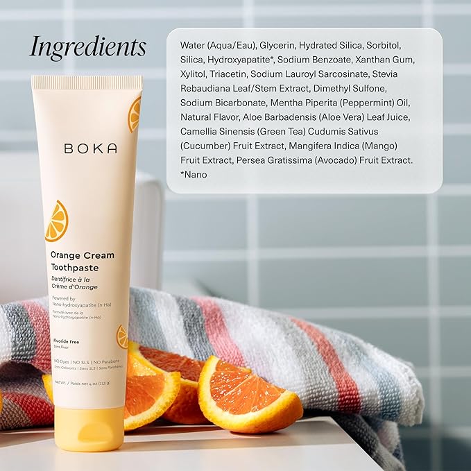 Boka Fluoride Free Toothpaste Nano Hydroxyapatite Toothpaste - Orange Cream Flavor, 4 oz 1Pk US Manufactured-Ruum Studio Home