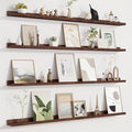 Picture Ledge Shelf for Wall, Floating Shelves Set of 4, 48 Inch Long Nursery Book Shelves for Toys Storage, Kids Bookshelf Wall Mounted for Books Photo Frames, Walnut-Ruum Studio Home
