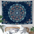 Fowocu Boho Floral Mandala Tapestry Wall Hanging Blue Bohemian Flower Medallion Tapestry Aesthetic Vintage Navy Hippie Indian Small Tapestries for Bedroom Living Room Dorm Decor 60 x 44 Inch-Ruum Studio Home