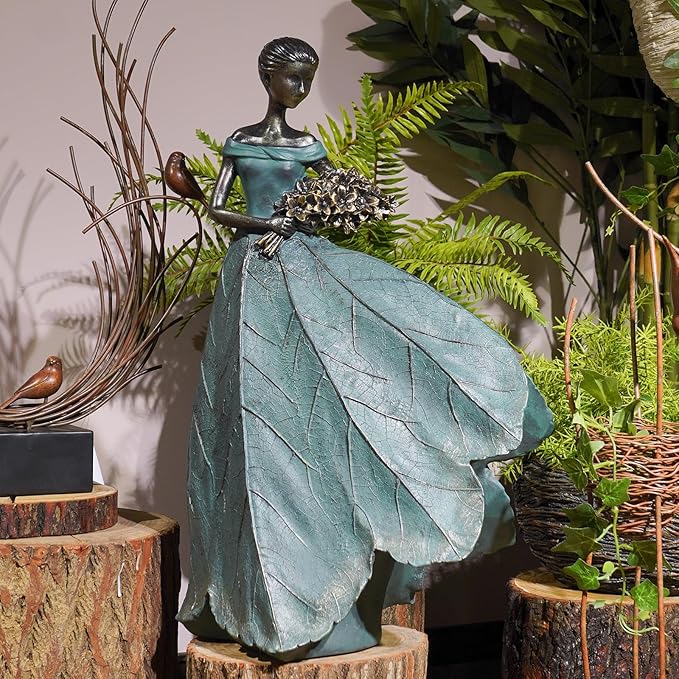 Guichifun Fairy Statue Collection Home Decoration - 22IN Leaf Angel Girls Resin Large Home Decor for Outside or Inside Rustic Garden Outdoor Yard Fantasy Figurines Gift 13.75 x 8.75 x 22 Inch-Ruum Studio Home