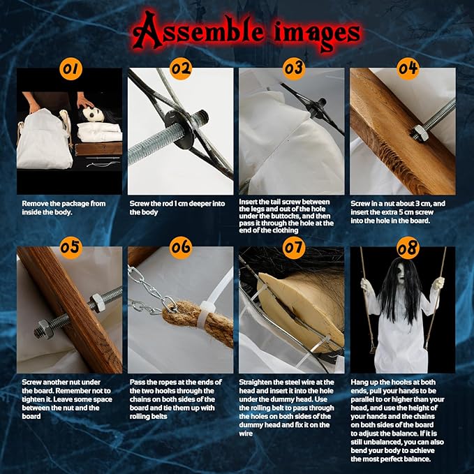 Halloween Decorations Outdoor Indoor Haunted Swinging Girl, Scary Ghost on Swing for Yard Porch, Creepy Motion Easy to Hang-Ruum Studio Home