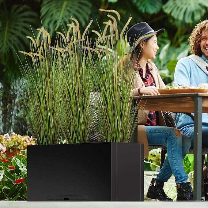 KOL Artificial 5ft 2-Pack Horsetail Reed Grass, 59in Tall Artificial Indoor Outdoor Fake Grass Plant, Home Office Decorative Artificial Plants in Pot Faux Plant Greenery, Wedding Decor Grass-Ruum Studio Home