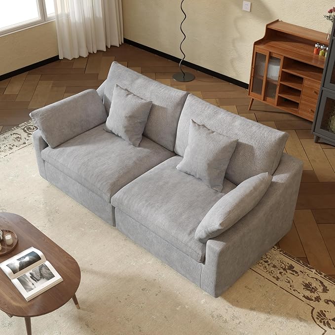JACH Cloud Sectional Couches for Living Room, Modern Convertible Modular Couch, Love Seat Sofas, Sofa Covers Removable, Comfy Sectional Couch for Living Room, Apartment (Light Grey)-Ruum Studio Home