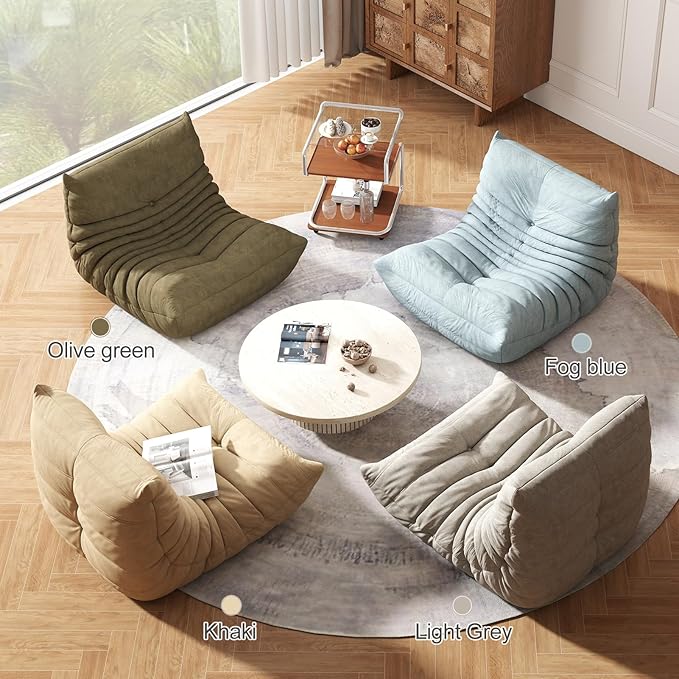 Bean Bag Chair for Adults, Bean Bag Sofa - Adult Size with Soft Waterproof Fabric for Living Room, Apartments, Reading Corner, Gaming, and Movie Venue (Mist Blue)-Ruum Studio Home