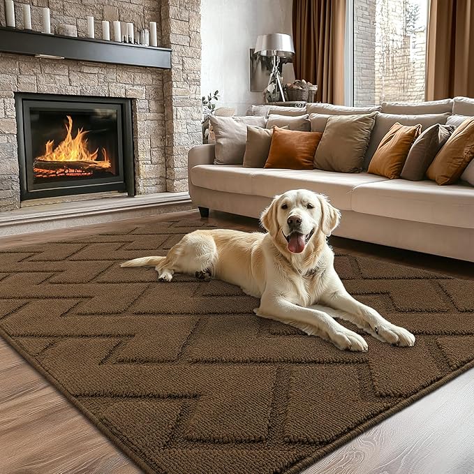 hicorfe Indoor Doormat,Front Back Door Mat Rubber Backing Non Slip Door Mats 47"x71" Absorbent Resist Dirt Entrance Doormat Inside Floor Mats for Entryway Washable Low-Profile(Dark Brown)-Ruum Studio Home