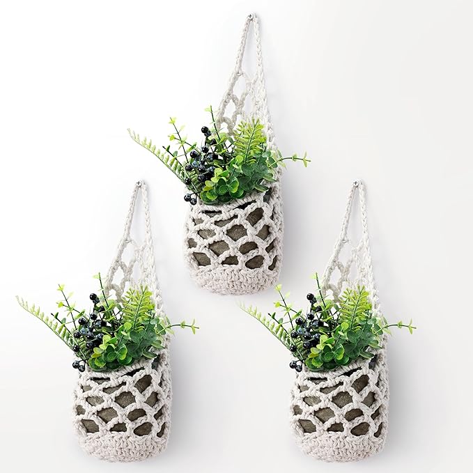 3PK Wall Planters for Indoor Plants, Macrame Plant Hanger | Wall Planter, Plant Hanger, Hanging Planter (3PK, for 4 inch Pot)-Ruum Studio Home