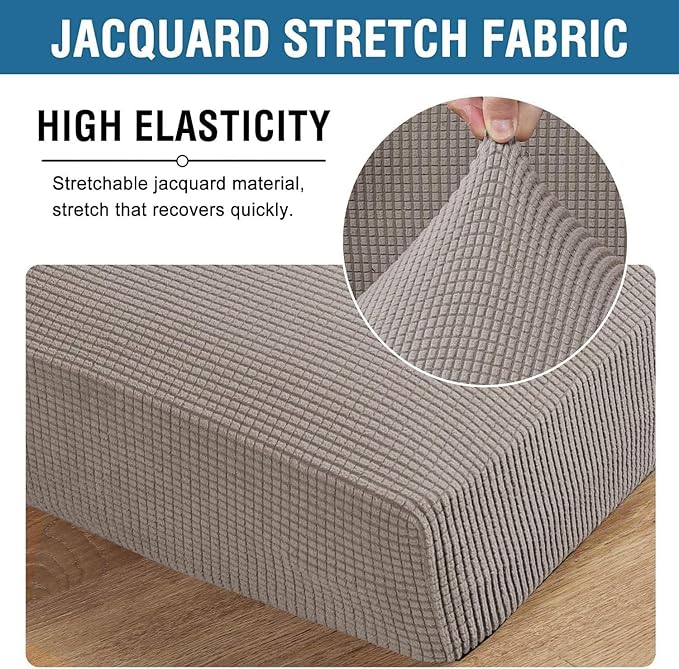 H.VERSAILTEX Super Stretch Individual Seat Cushion Covers Sofa Covers Couch Cushion Covers Slipcover Sets Thick Jacquard Textured Twill Fabric (1 Piece Sofa Cushion Cover, Taupe)-Ruum Studio Home