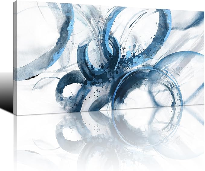 AJAZIKO Blue Wall Art Abstract Wall Decor Pictures for Living Room Wall Decoration Print Pictures Canvas Framed Artwork Minimalist Paintings for Office Above Bed Wall Decor 20×40in-Ruum Studio Home