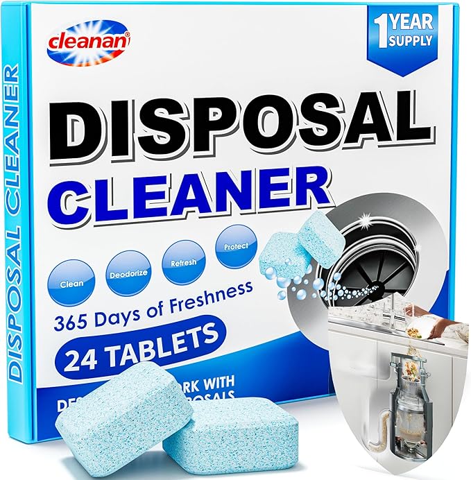 Foaming Garbage Disposal Cleaner and Deodorizer Tablets-24 Pack Food Disposal Cleaner, Quickly Eliminates Odors, XL Powerful Foaming Action, Refreshing Lemon Scent, Natural Ingredients, 1 Year Supply-Ruum Studio Home