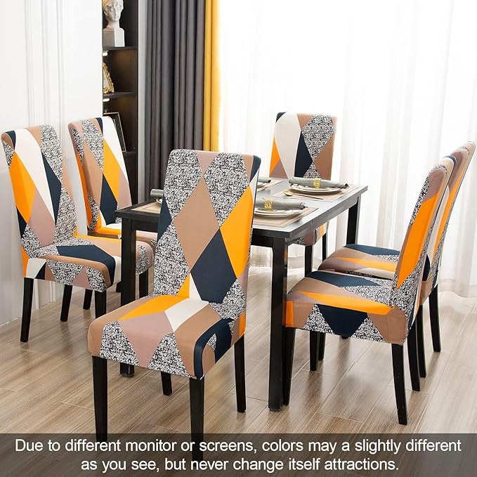 JQinHome Dining Chair Covers Set of 4,Magic Cube High Stretch Removable Washable Parsons Chair Slipcover for Dining Room Home Party Hotel Wedding Ceremony (Geometric Patterns)-Ruum Studio Home