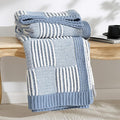 Amélie Home Chenille Knit Throw Blanket for Couch, Checkered Texture Decorative Soft Blanket for Sofa, Bed & Living Room, 50"x60", Blue & White-Ruum Studio Home