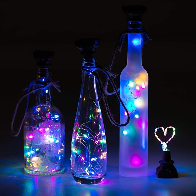 YJFWAL Upgraded 12 Pack Solar Wine Bottle Lights, 20 LEDs Waterproof Copper Light, Bottle Light Fairy Cork String Lights for Yard Patio Decor, DIY Birthday Gift for Mom Grandma Girlfriend(Multicolor)-Ruum Studio Home