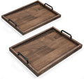 2 Pcs Rustic Wooden Serving Trays with Handle Decorative Nested Vintage Wood Serving Tray Stylish Farmhouse Decor Servings Platters for Eating, Breakfast(Large 15.8x11.8x1.2 in, Small 13.4x9.4x1.2 in)-Ruum Studio Home