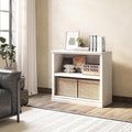 30" Bookcase, White Floor Standing Bookshelf, 2-Tier Display Shelves Open Storage Organizer, Book Case for Living Room Hallway Kitchen Home Office Bedroom, White 2 Tiers-Ruum Studio Home