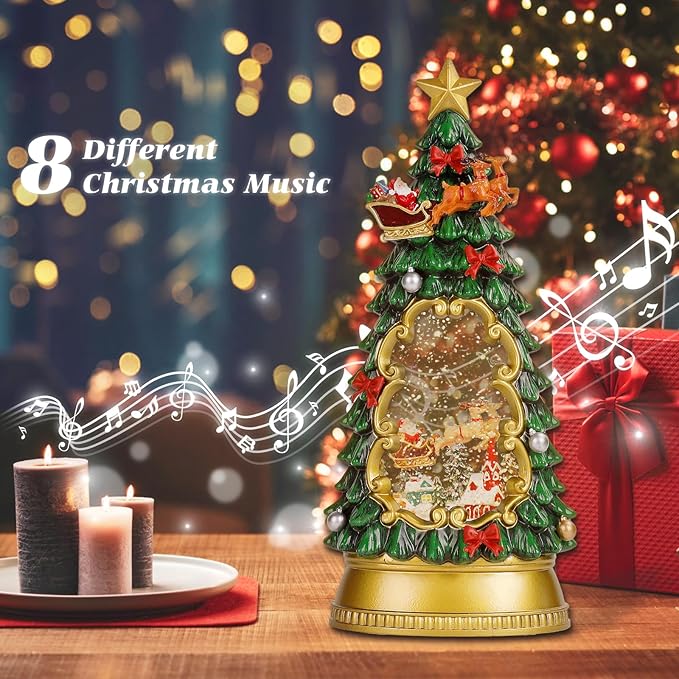 Christmas Snow Globes,with Musical and 6 Hour Timer,Snow Globes Lights, Christmas Indoor Decorations, Christmas Tree Decorations,USB & Battery Powered,Christmas Christmas Santa Claus-Ruum Studio Home