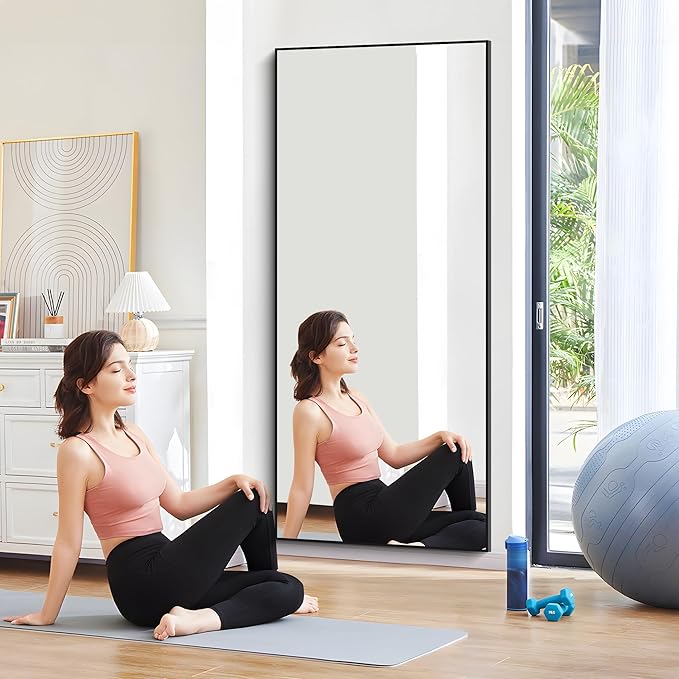 30x72inch Bathroom Mirror, Black Rectangle Mirror with Thin Frame, Large Rectangular Wall Mirror for Bathroom, Living Roomm, Hair Salon, Big Farmehouse Mirror Hang Horizontal/Vertical-Ruum Studio Home