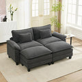 URRED Modular Sectional Sofa Comfy Cloud Couch, Modern Velvet Sofa Sleeper Deep Seat Couches with Ottoman/Pillows for Living Room (Dark Gray, 82.6''- 2 Ottomans)-Ruum Studio Home