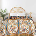 Boho Throw Blanket for Bed - 100% Pure Cotton Ultra Soft Rustic Quilt - Farmhouse Decor Bed Blankets, All Season Rustic Throw for Sofa Couch Chair(80''x 90'', Floral)-Ruum Studio Home