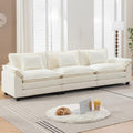 URRED Modular Sectional Sofa Comfy Cloud Couch, Modern Chenille Sofa Sleeper Deep Seat Couches with Ottoman/Pillows for Living Room (White, 117'')-Ruum Studio Home