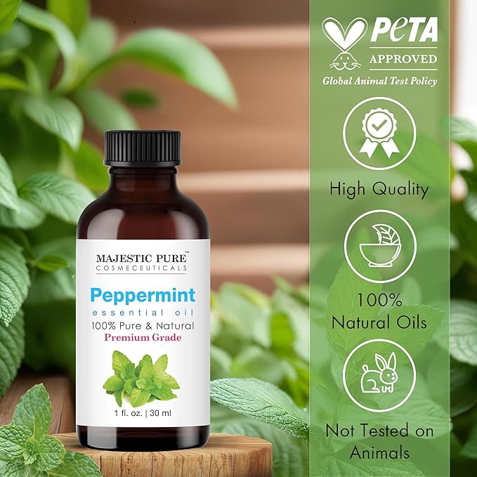 Majestic Pure Peppermint Essential Oil with Glass Dropper - 1 Fl Oz - 100% Pure and Natural Peppermint Oil - Premium Grade Essential Oils for Diffuser, Aromatherapy, Soap and Candle Making-Ruum Studio Home
