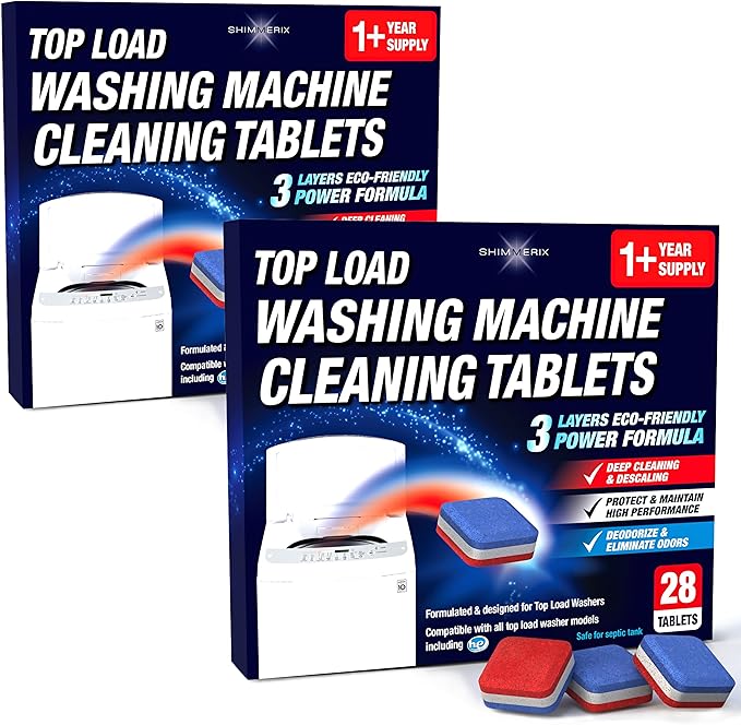 Washing Machine Cleaner Tablets 56 Pack for HE Top Load - Eco Friendly Washer Machine Cleaning Tablets - 3 Layers Septic Safe Wash Machine Full Deodorizer Descaler Protector - 2 Plus Year Supply-Ruum Studio Home