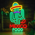 Mexican Food Neon Sign Cactus Neon Lights Dimable Colorful LED Mexican Art Lights Wall Decor for Mexican Restaurants Bars Food Trucks Unique Gift for Taco Enthusiasts Fiesta Parties (15×9.1inch)-Ruum Studio Home