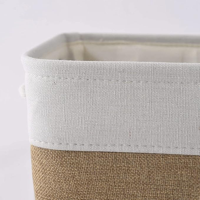 Rectangular Fabric Storage Baskets for Organizing, Shelves, Decorative & Gift (White & Peru)-Ruum Studio Home