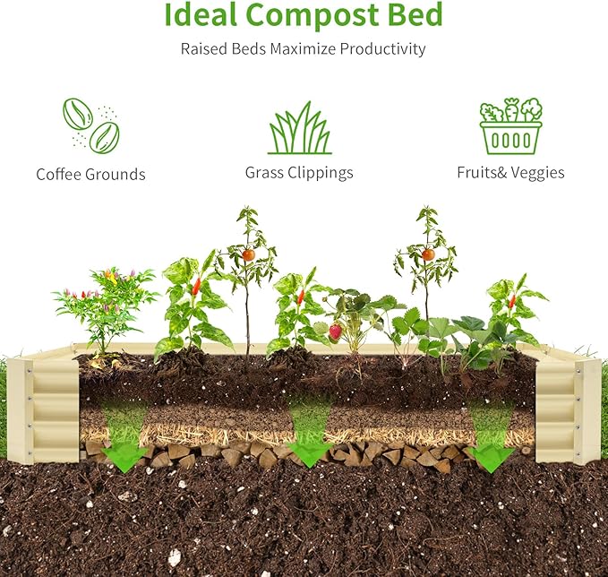 Land Guard 8×4×1ft Galvanized Metal Raised Garden Bed, Metal Planter Kit Box Outdoor for Deep-Rooted Vegetables, Flowers, Green and Herbs (Cream Yellow)…-Ruum Studio Home