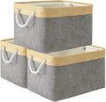 TheWarmHome Storage Basket for Organizing - Fabric Large Cubes 3 Pack 16x12x12 inch Baskets, Cube Storage Bin for Shelves Organizer Closet Cloth Gift Toy (Gold & Grey)-Ruum Studio Home