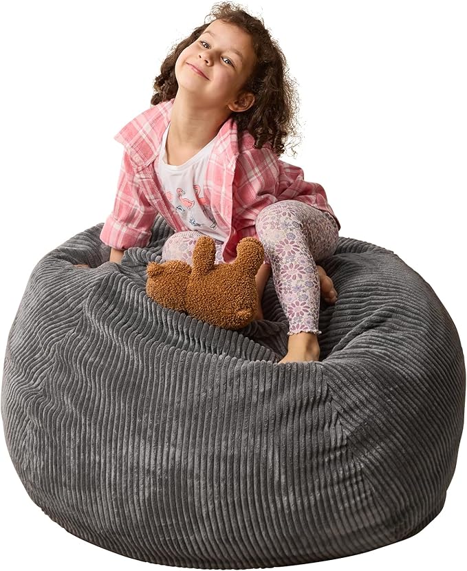 Bean Bag Chairs Teardrop Bean Bag Chair Beanbag Chair with Memory Foam Filled Machine Washable Cover for Living Room, Bedroom (Small,Grey)-Ruum Studio Home