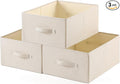 Linen Folding Storage Bins, 3 Pack Large Storage Baskets, Washable, Clothing Storage Bins with Handle, Closet Organizer for Storage Sweater,Sheets(Beige, 18½"x13½"x8½")-Ruum Studio Home