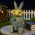 Solar Garden Decor, Adorable Rabbit Statue with Solar-Powered Glasses, Outdoor Decoration Lights for Patio, Yard & Balcony, for Kids, Mom & Grandma-Ruum Studio Home