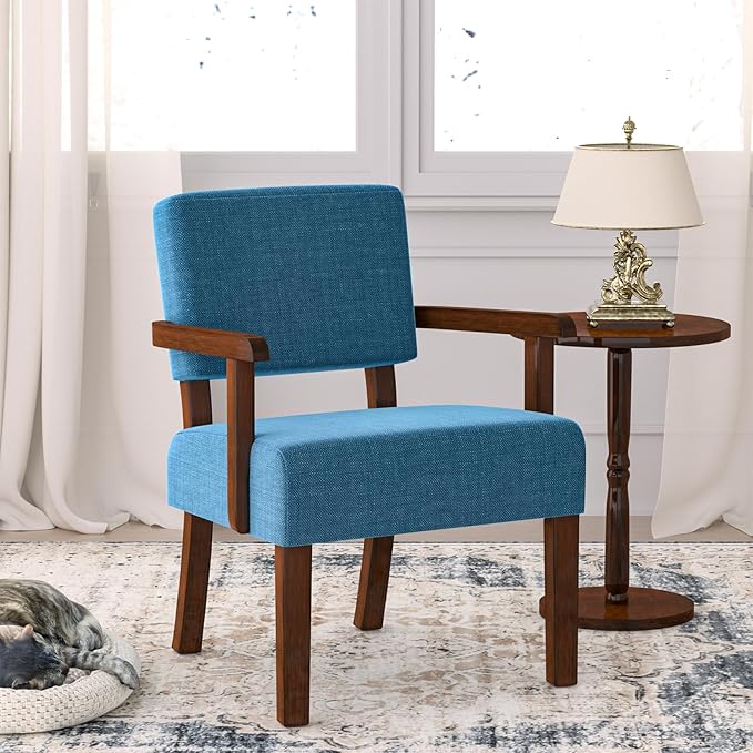 Accent Chair with Wood Frame, Arm Chairs Oversize with Soft Seat and Armrests for Living, Dining, Bed, Reading, and Waiting Rooms-Ruum Studio Home