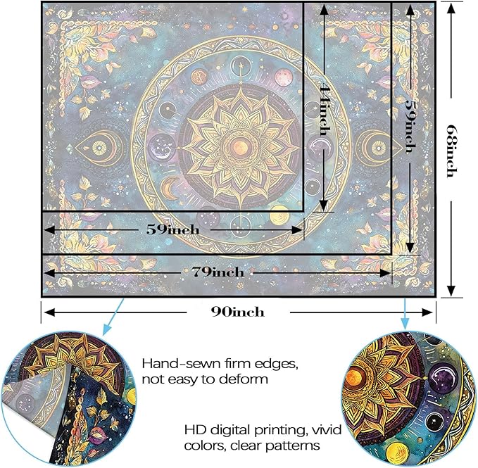Lunerfex Mandala Solar System Tapestry Boho Tapestry for Bedroom Galaxy Tapestries Wall Hanging Living Room Wall Art and Home Decor 44x60-Ruum Studio Home