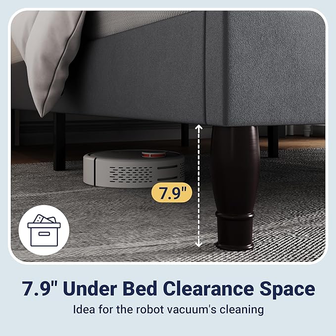 Allewie Queen Size Bed Frame with Adjustable Velvet Tiara Headboard, Upholstered Diamond Button Tufted Platform Bed, Wood Slats Support, No Box Spring Needed, Light Grey-Ruum Studio Home