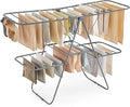 SONGMICS Clothes Drying Rack, Foldable 2-Level Laundry Drying Rack, Free-Standing Laundry Airer, with Height-Adjustable Wings, 33 Drying Rails, Sock Clips, Gray ULLR053G02V1-Ruum Studio Home