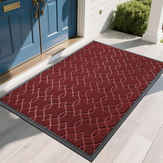 Yimobra Front Door Mat Outdoor Indoor 60x36, All-Season, All-Weather, Heavy Duty Welcome Door Mats Outside Entrance, Non Slip Porch Patio Entrance Mat, Red-Ruum Studio Home
