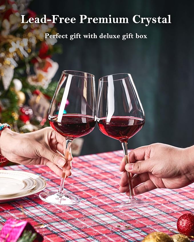 JBHO Hand Blown Bordeaux Wine Glasses - Set of 6-18 Ounce - Great Gift Packaging - Red Wine Glasses Lead-Free Premium Crystal Clear Glass-Ruum Studio Home