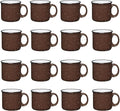 Set of 16 Ceramic Campfire Mugs – 15 Oz, Brown – Coffee & Tea Cups for Home, Work, Travel, Camping – Customizable, Great for DIY, Events, Companies-Ruum Studio Home