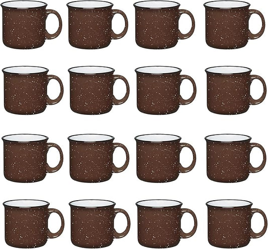 Set of 16 Ceramic Campfire Mugs – 15 Oz, Brown – Coffee & Tea Cups for Home, Work, Travel, Camping – Customizable, Great for DIY, Events, Companies-Ruum Studio Home