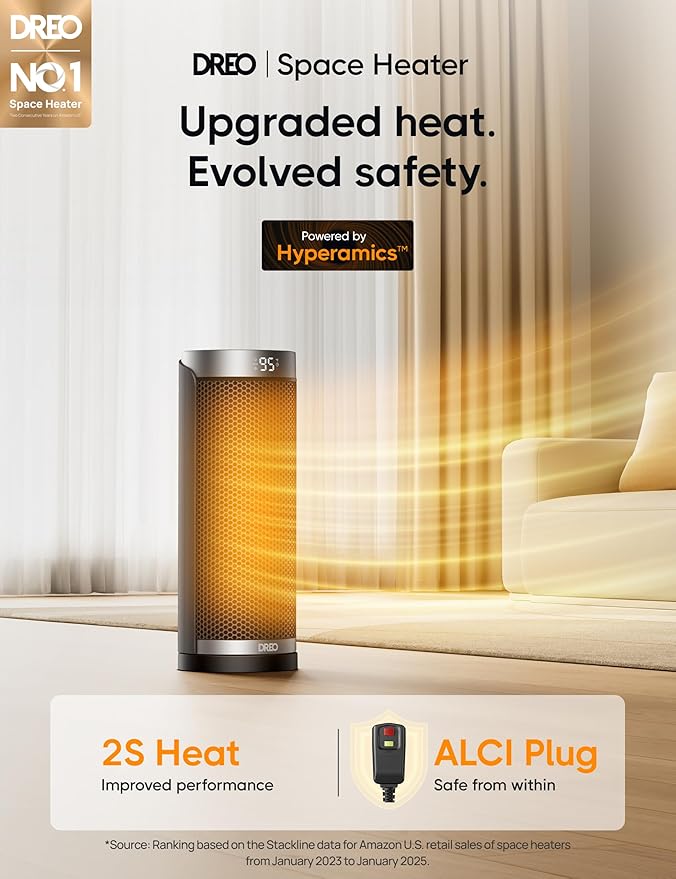 Dreo Space Heater for Bathroom and Indoor, 70°Oscillating, 5 Modes, Remote for Home Bedroom, 12H Timer, with ALCI Safety Plug-Ruum Studio Home