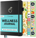Life & Apples Wellness Journal Planner – Food Log, Fitness Tracker, Habit Tracker, Weight Loss Journal for Diet Tracking and Health Goals, Undated, Size A5, Black-Ruum Studio Home
