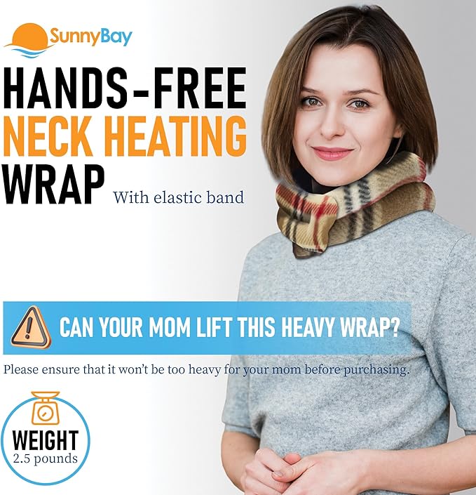 SunnyBay Microwave Heating Pad, Microwavable Heated Neck and Shoulder Wrap, Moist and Weighted Hands-Free Beanbag Pack with Wide Neck Coverage, 2.5 lbs, 26 Inches Long-Length, Made in USA, London-Ruum Studio Home
