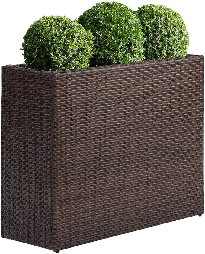 SUNNYPARK Tall Rectangular Planter with Removable Liner, All-Weather PE Rattan Large Modern Planters Indoor Outdoor Flower Plant Pots Garden Box Patio Yard Front Porch Deck-Ruum Studio Home